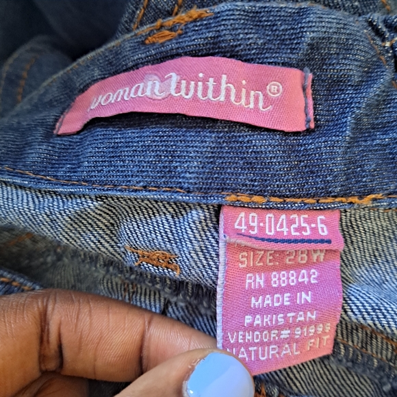 Woman Within 100% Cotton Natural Fit Denim Jeans w/Center Back Elastic Waist 28W - Picture 8 of 9